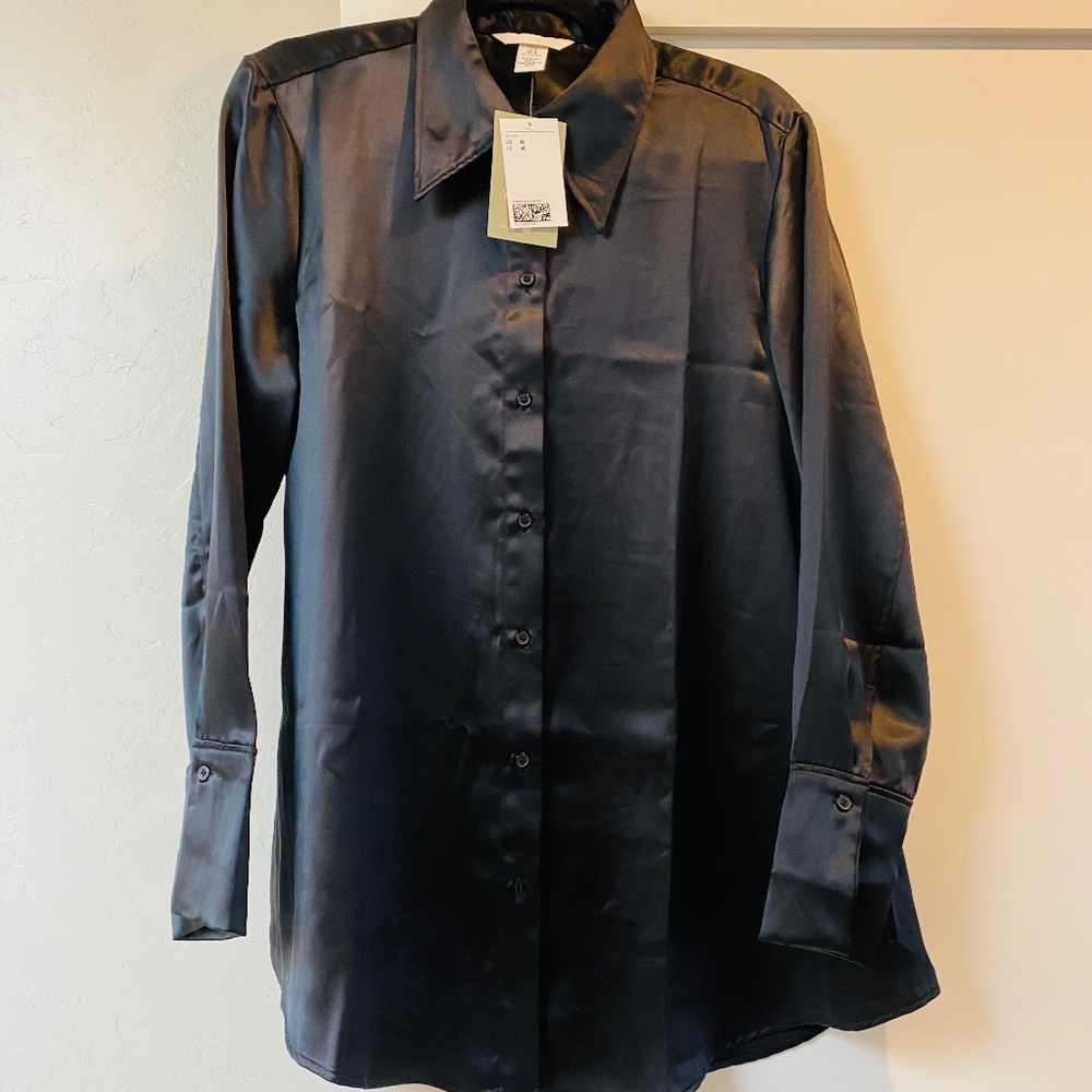 H&M SATIN LONG SLEEVE BLOUSE